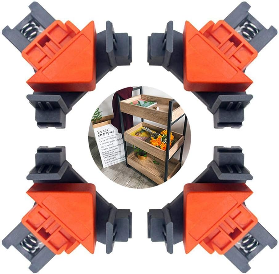 Luchuan Angle Clamps, 4PCS Right Angle Fixing Clip,Multi-function woodworking right angle clamp Adjustable Swing Corner Clamp, Corner Clip Fixer for Welding, Wood-Working, Drilling,Making Cabinets
