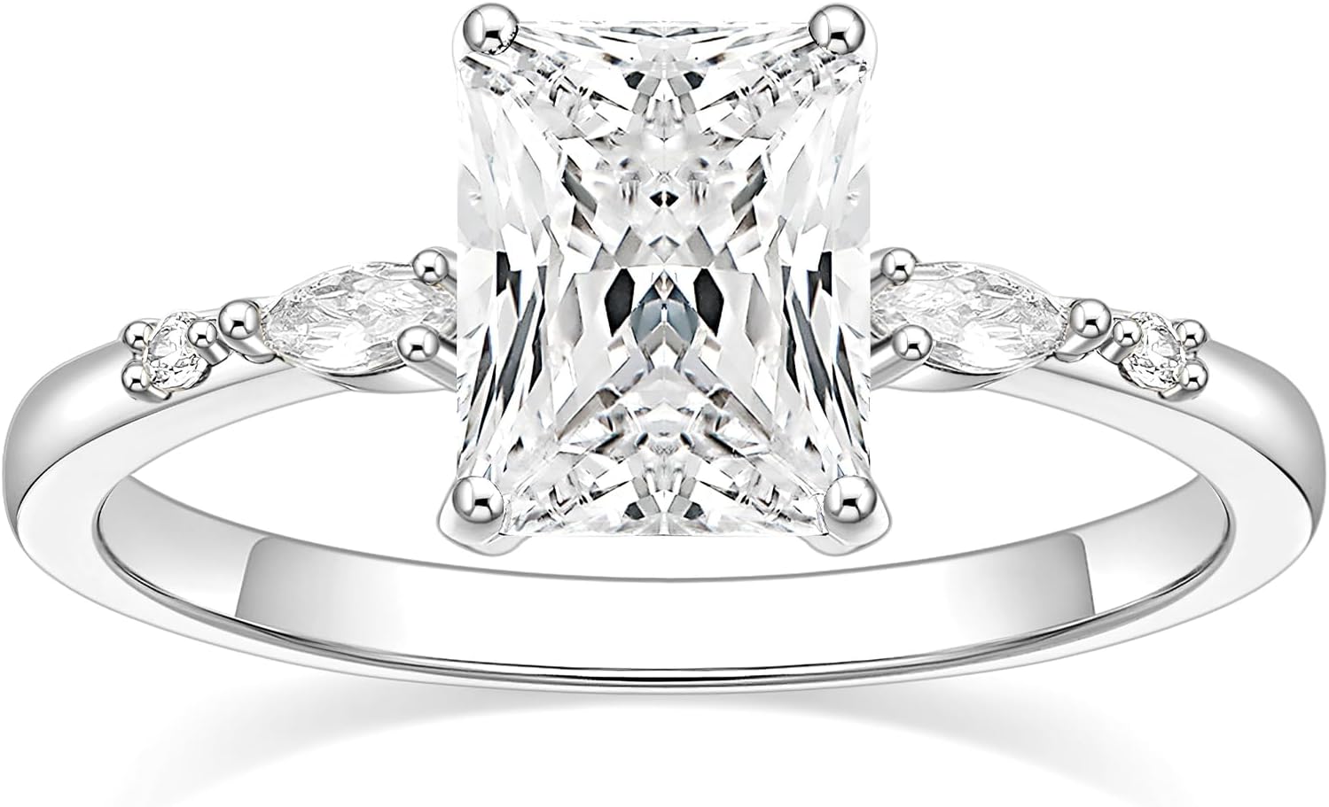 TIGRADE 3CT Engagement Ring for Women Radiant Cut Cubic Zirconia Wedding Band CZ Promise Anniversary Ring Size 3-12