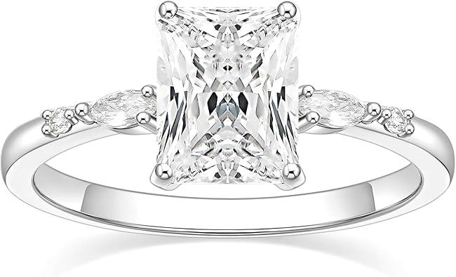 خاتم خطوبة TIGRADE 3CT للنساء قطع مشع مكعب Zirconia Wedding Band CZ وعد الذكرى السنوية حجم الحلقة 3 -12