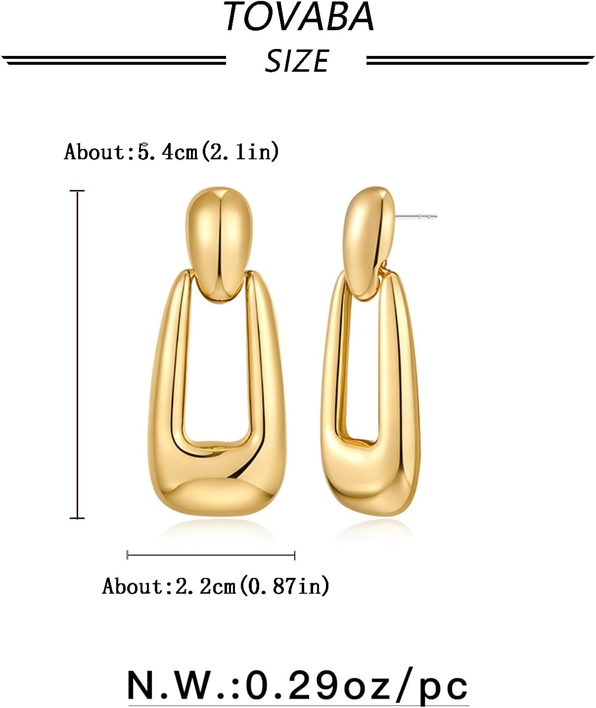 Gold Dangle Earrings for Women Trendy Vintage Gold Chunky Geometric Drop Hypoallergenic Statement Earrings for Vacation - Image 6