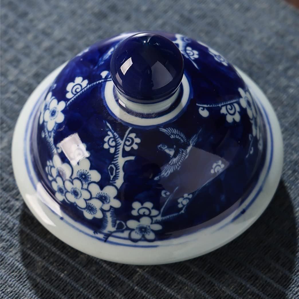 Chińskie ceramiczne wazony w słoiku imbiru z pokrywką, niebiesko-biały porcelanowy wazon na kwiaty śliwy, słoiki świątyni z pokrywką, pojemniki na centralne elementy, ozdoba kwiatowa aranżacja