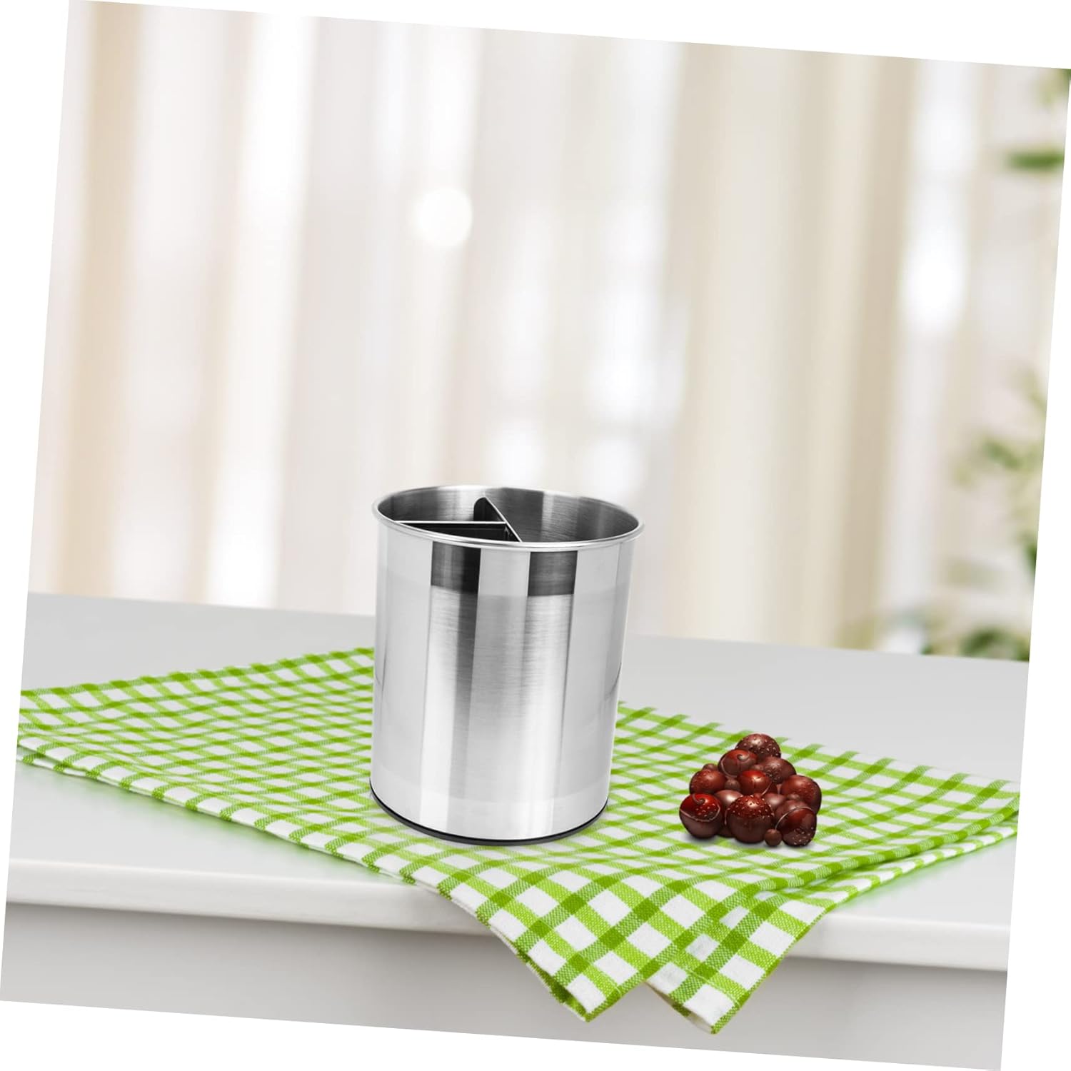 PRETYZOOM Kitchen Utensil Storage Bucket Silverware Organizer Lid Utensil Container