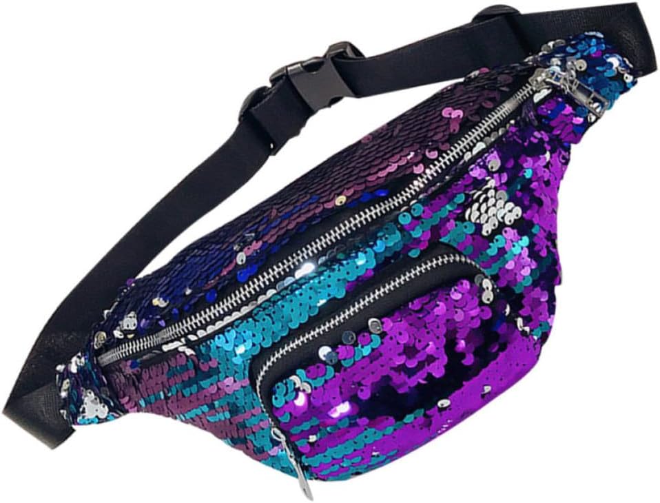 Shiny Purple Fanny Pack Waist Bag for Women Adjustable Casual