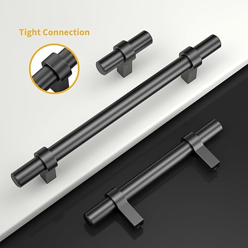 Miniatura 3 de Goldenwarm - Manijas de gabinete de cocina de color negro, de estilo europeo  Manija LST16BK para armario, gabinete, alacena, manijas de armario en