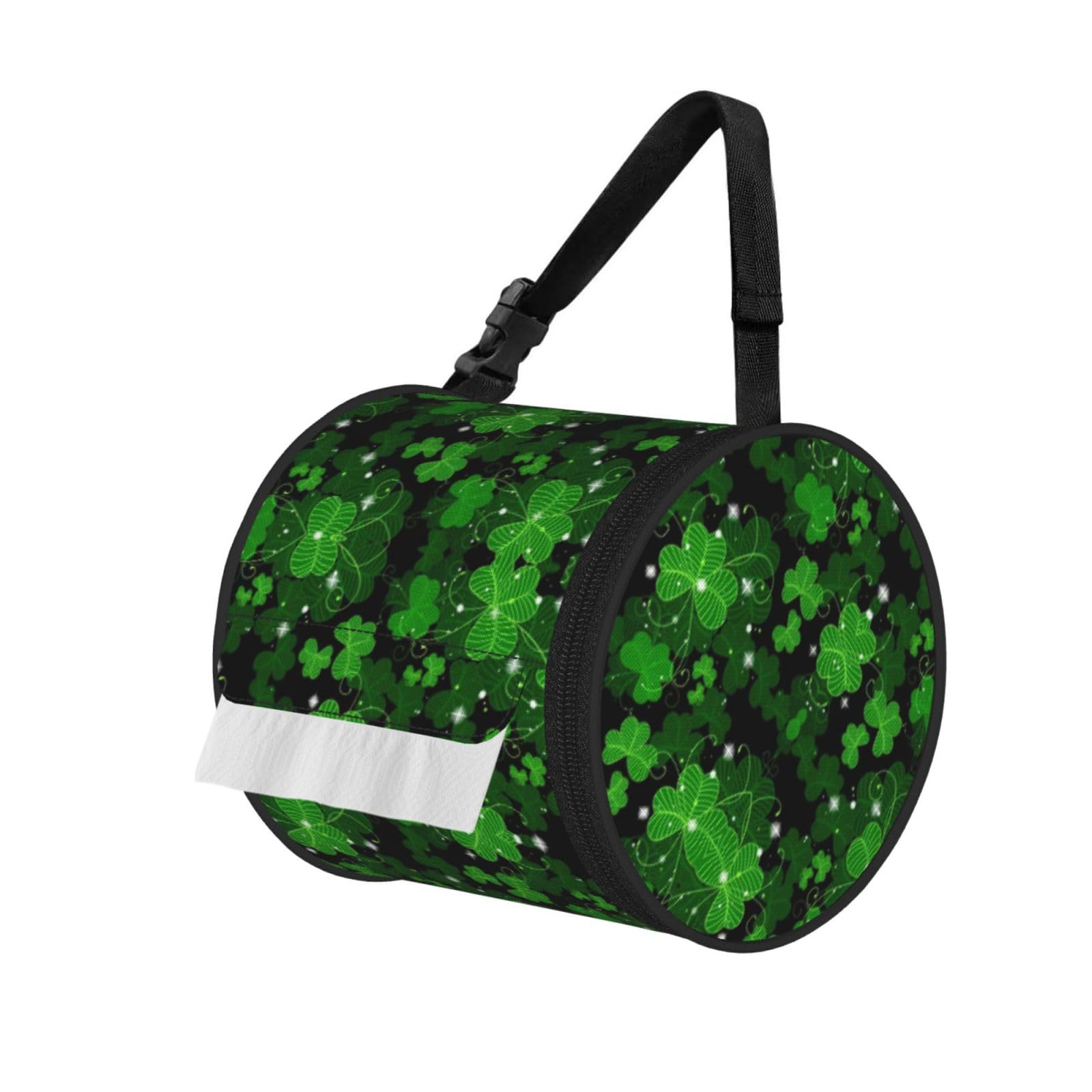 St Patricks Day Leaves Printed Pet-Proof Toilet Roll Bag, Durable Oxford Cloth with Handle for Travel Tent Kitchen