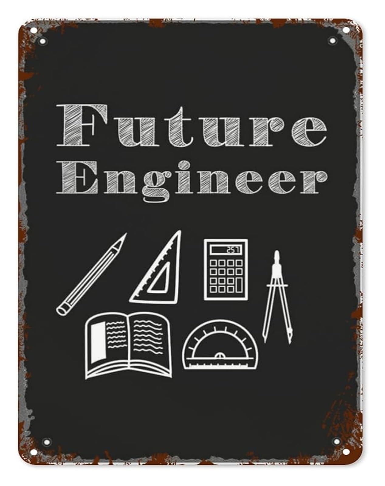 VWWJCCRO Inspirational Metal Sign Future Engineer Designer Construction Vintage Wall-Art for Home Office Garage Farmhouse Yard 8 X 12 in