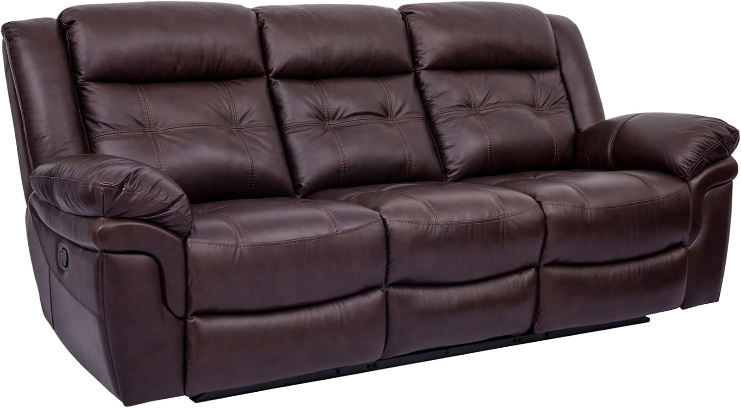Armen Living Marcel Manual Reclining Sofa in Dark Brown Leather