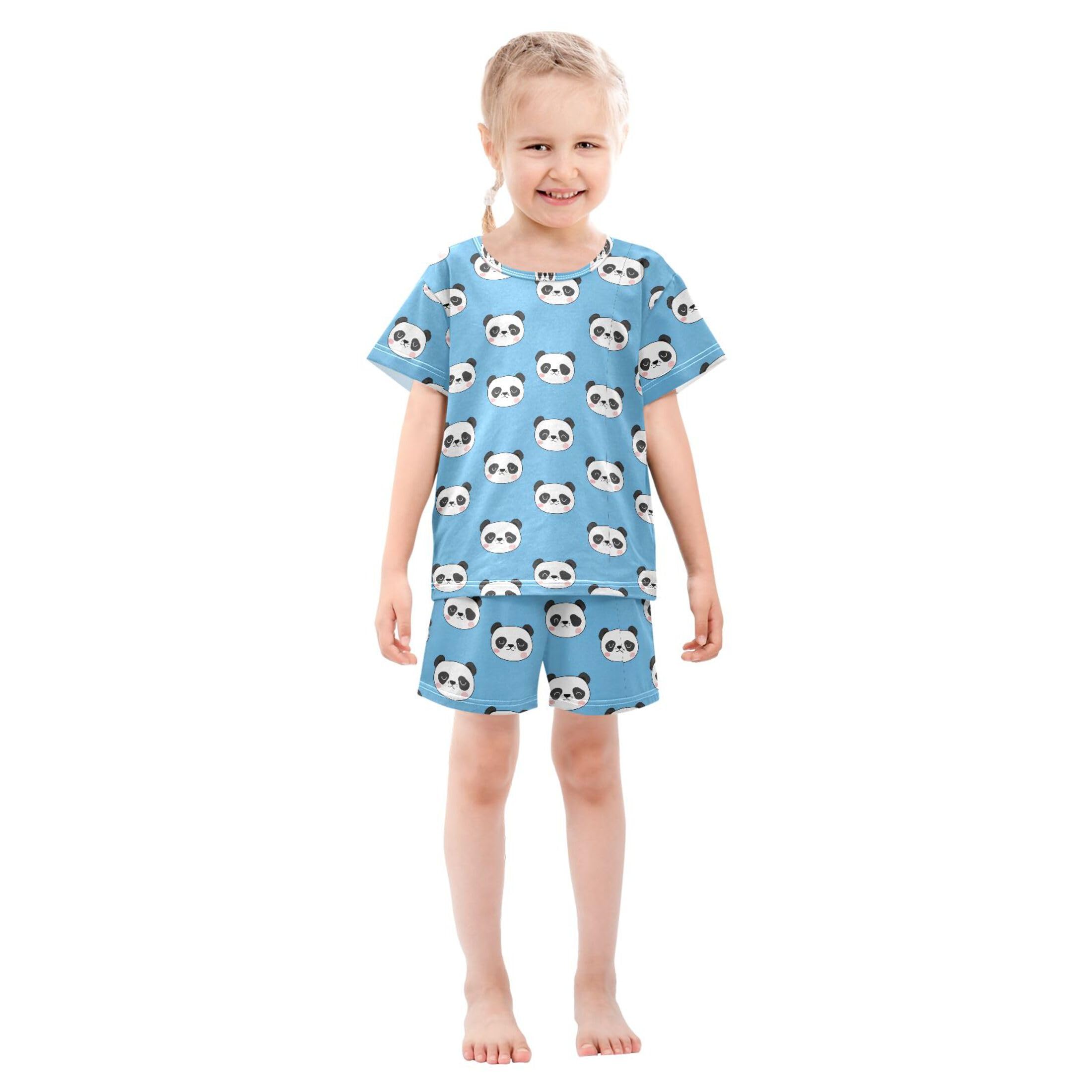 UMIRIKO Cute Panda Summer Short Sleeve Pajamas Sleepwear PJ Set B0404191