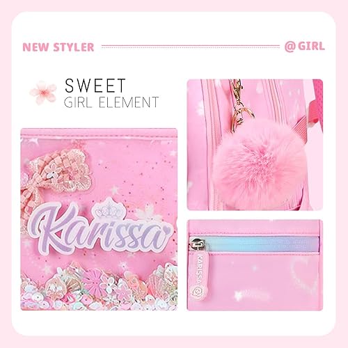 Miniatura 7 de mygreen Bonita mochila escolar para niñas con múltiples bolsillos, Azul brillante, Grande, Personalizado