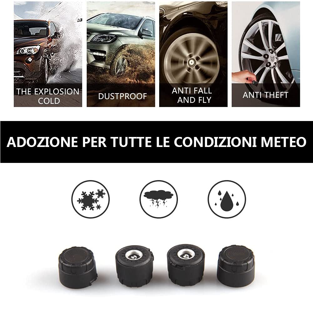 TPMS Sistema De Monitoreo De Presión, con 4 Externa del LCD De Visualización En Tiempo Real Y Función De Alarma para Casas Rodantes Autocaravanas (0-8 Bar)