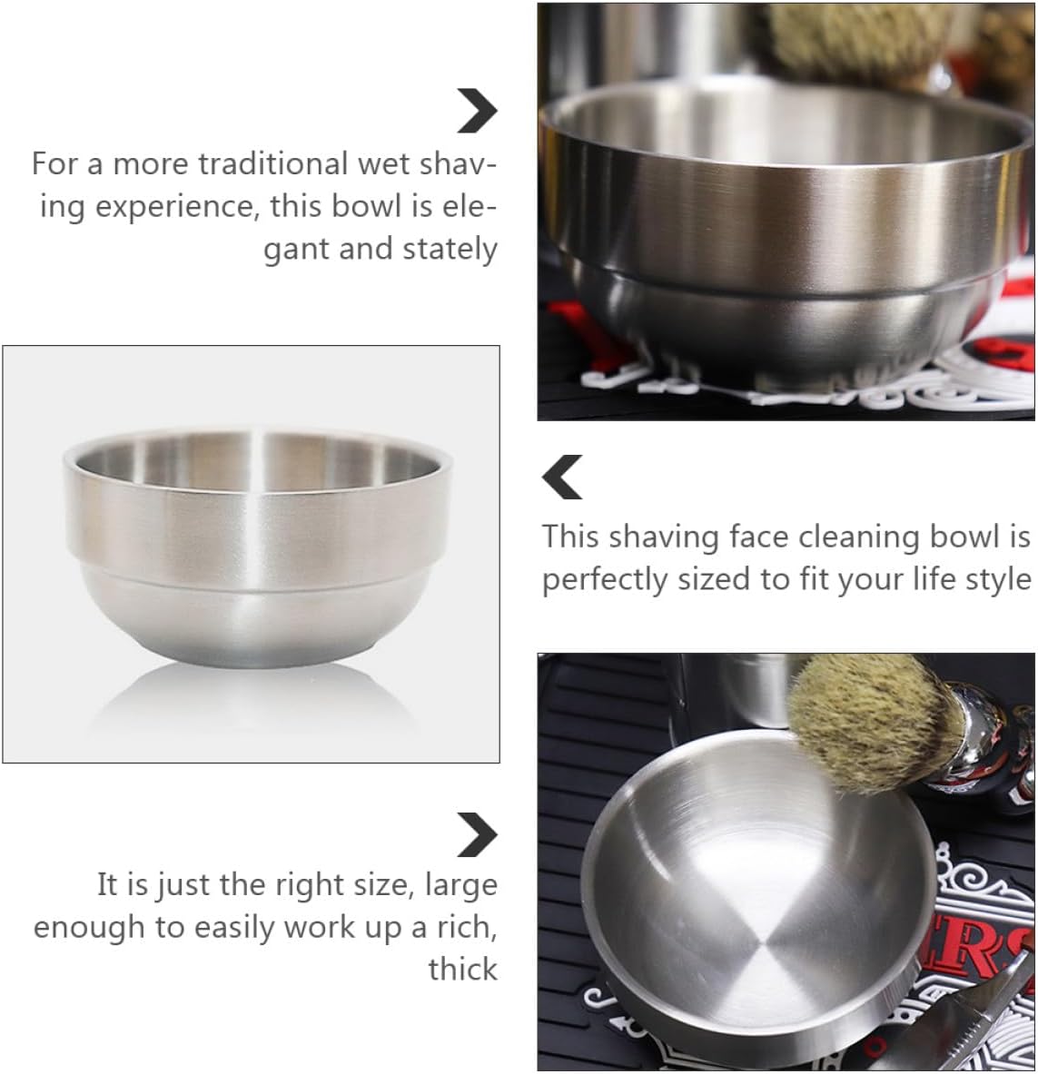 Stainless Steel Beard Shaving Soap Bowl with Foaming Function, Metallic Shave Cream Cup for Men’s Face Cleaning and Grooming, Sturdy Shaving Accessories for Daily Use