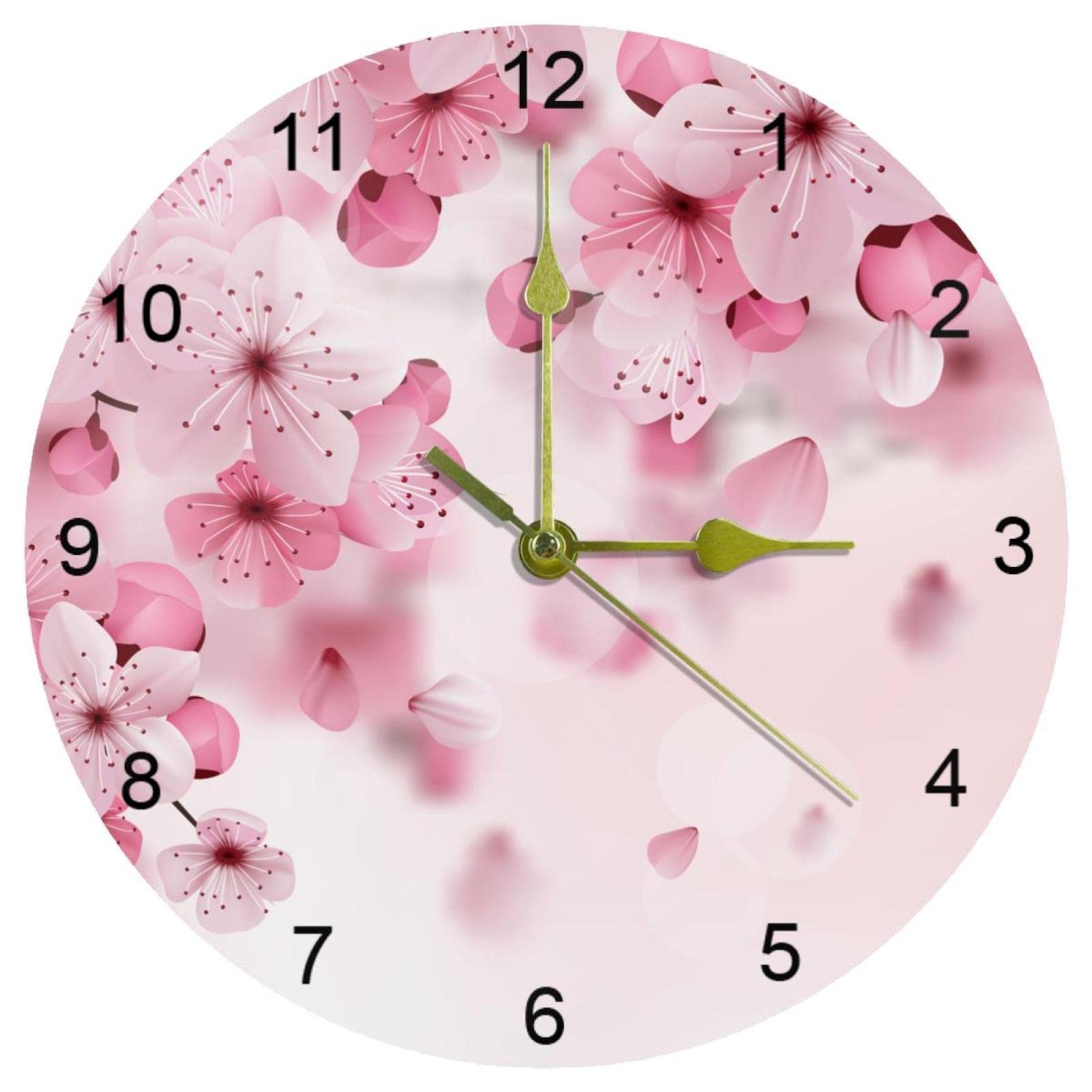 Horloge murale sans tic-tac à quartz de 25,4 cm à piles rose