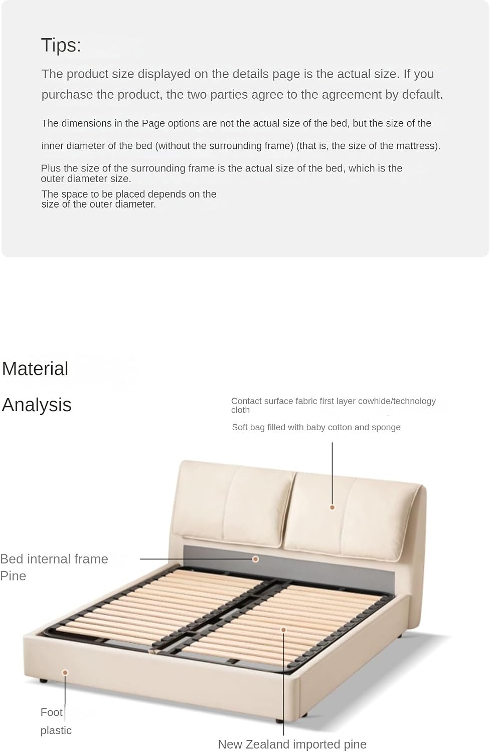 GVAwood Genuine Leather, Technology Cloth Box Bed Storage Soft Milk US Size - RV King 72" x 80" (182 x 203 cm) / Genuine Leather Coconut Milk White Box Bed (high Box Version)