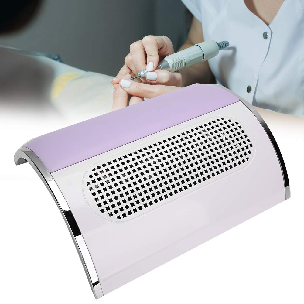 Potente collettore di polveri per unghie, Macchina per unghie Aspirapolvere Aspiratore per polveri per unghie con ventola a 3 pale 2 sacchetti A basso rumore per il salone per unghie domestico Viola