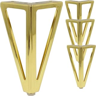 6 Inch Furniture Legs, Set of 4 Metal Furniture Feet Heavy Duty Table Dresser Legs DIY Replacement Legs for Furniture, Sofa, Dresser, Cabinet, Table, Gold.