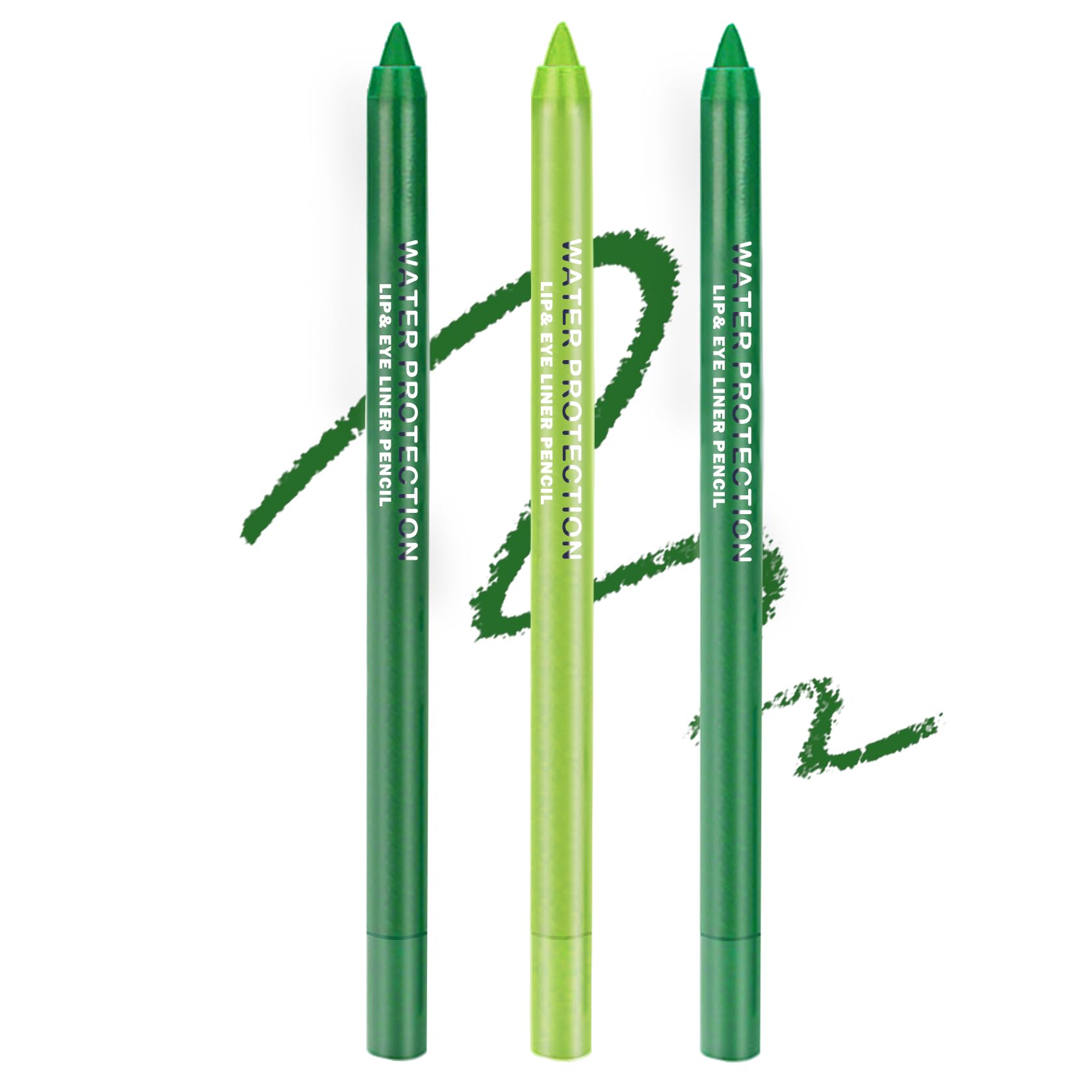 3PCS Green Eyeliner Pencil Set,Colorful Metallic Glitter Eyeliner Pen,Set B