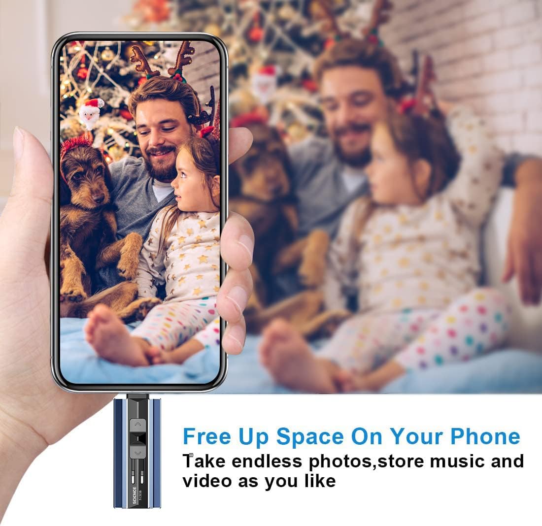 SCICNCE USB 3.0 Flash Drive 512GB Intended for iPhone, USB Memory Stick External Storage Thumb Drive Photo Stick Compatible with iPhone, Android and Computer (Dark Blue)