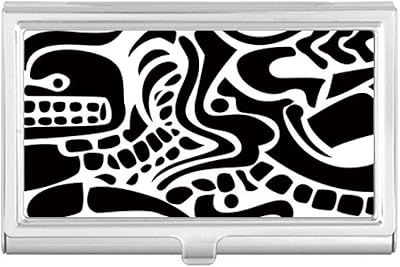Egypt Black White Abstract Totem Fresco Business Card Holder Case Pocket Box Wallet