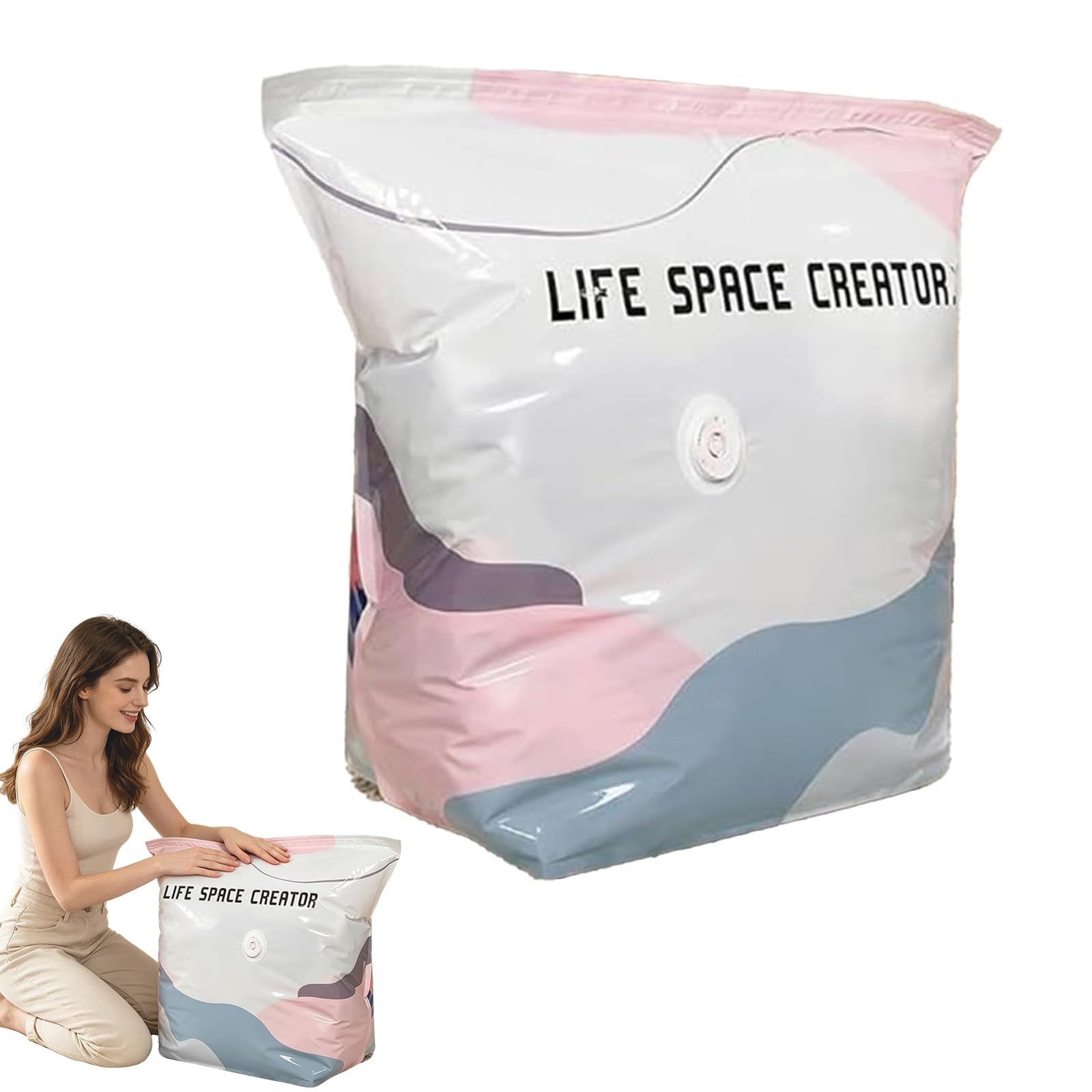 Multi-Pack No-Pump 3D Vacuum Storage Bags, PA+PE Tear Resistance Material, Reduce 80% Volume, One-Touch Quick Air Release, Reusable, Extra-Large Capacity, for Clothes, Bedding & Travel (M*1)