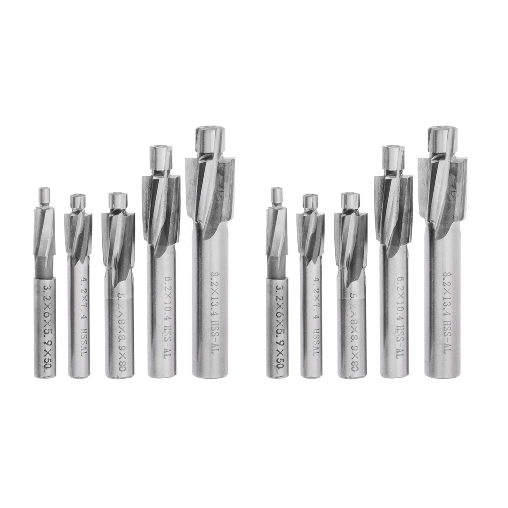 Jnchdghwa 10Pcs HSS Counterbore End Mill M3-M8 Pilot Slotting Tool Milling Cutter Countersink End Mills