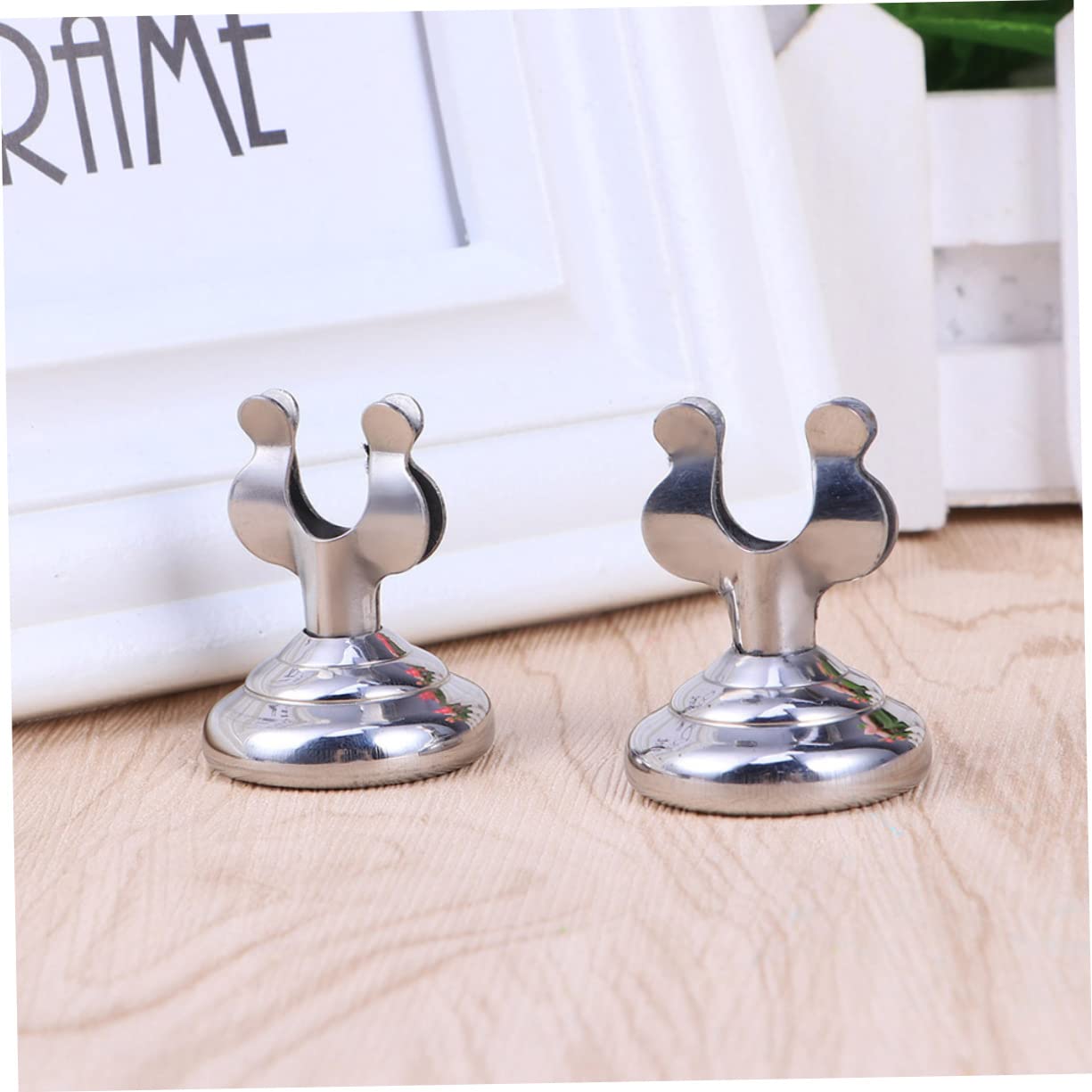 12pcs Stainless Steel Menu Holder for Restaurant Banquet Sleek Tuning Fork Shape Display Stand Card Holders