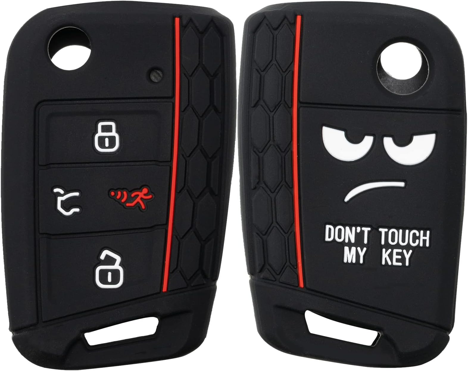 2 PCS Silicone 4 Button Remote Key Case Fob Shell Cover for VW GTI Golf Alltrack R Sportwagen Wagon Jetta Tiguan Polo Atlas Skoda Octavia Car Replacement