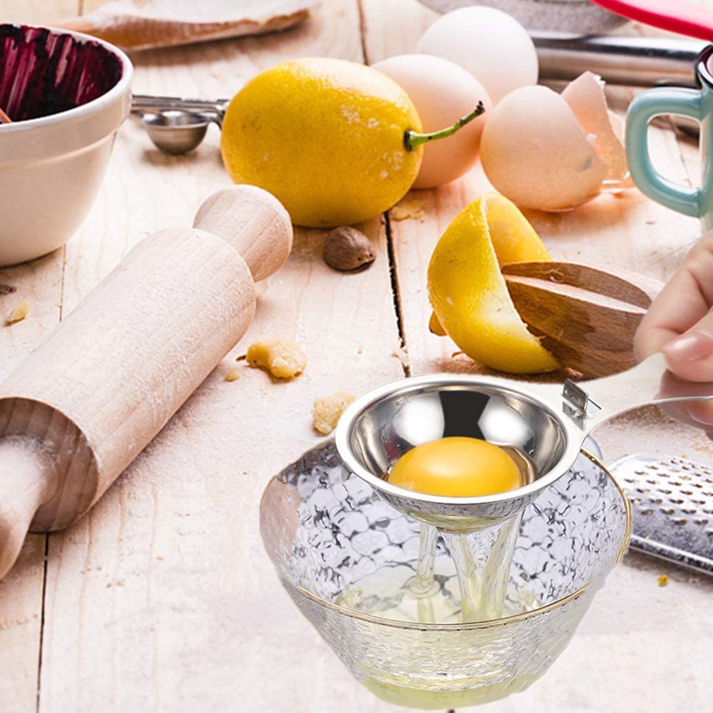 NAIDEV Egg Yolk Separator Egg Yolk White Filter Food Grade Stainless Steel Egg Sieve Kitchen Gadget Cooking/Baker Tool Egg Extractor (1) 2
