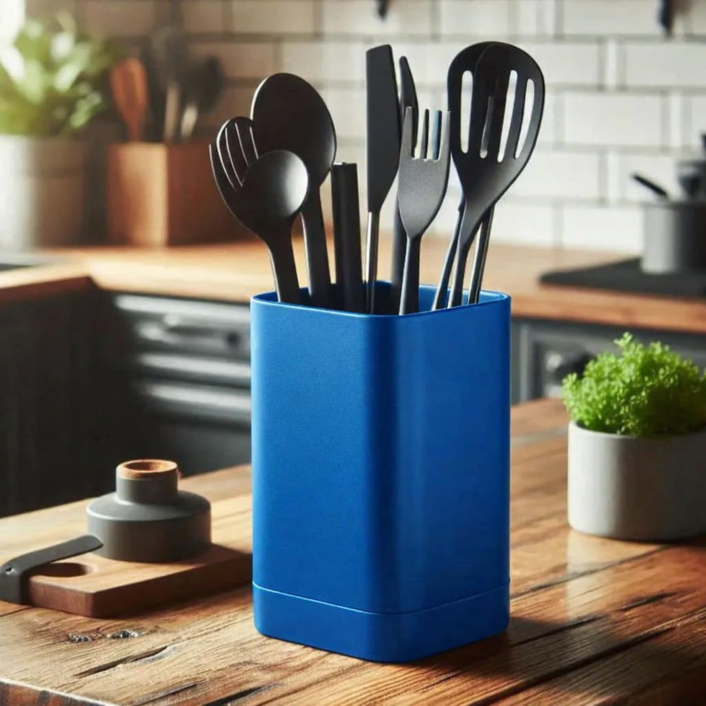 Kitchen Utensil Holder Square Pot (DEL-0057) (Matt Marine Blue) โ image 1