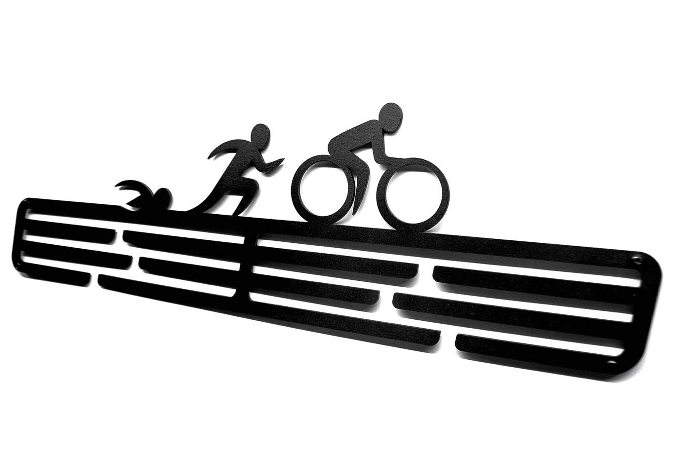 Triathlon Sport Medal Wieszak ekspozycyjny | Matowy czarny stalowy uchwyt na medale | (do 48 medali