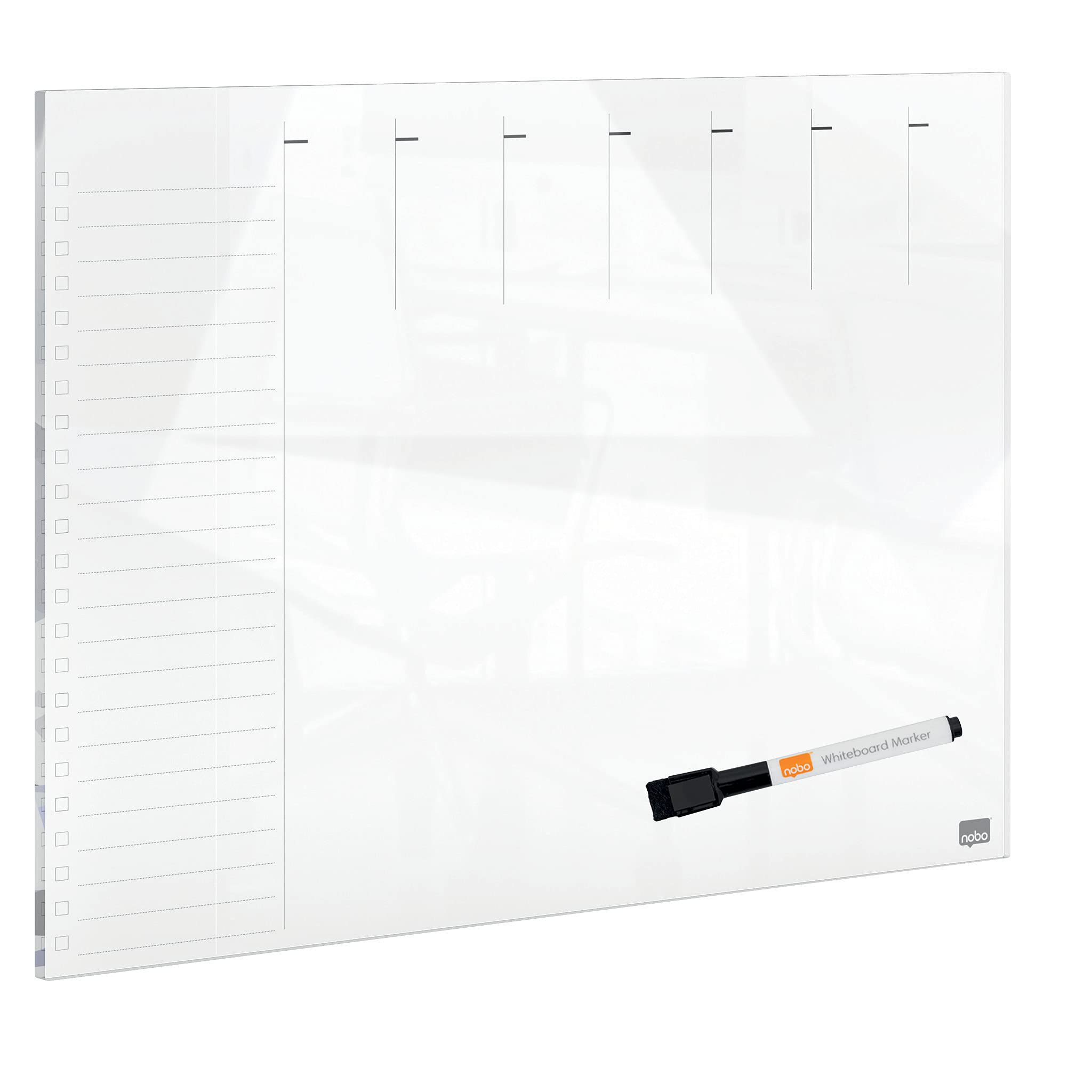 Nobo Pizarra Magnética de Cristal 430x560mm Semanal Sin Marco Oficina Casa