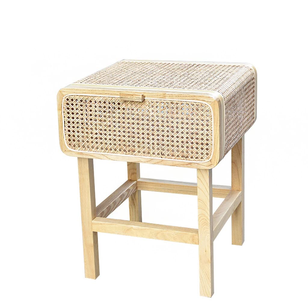 Table de chevet en rotin rétro avec tiroirs pour chambre et salon