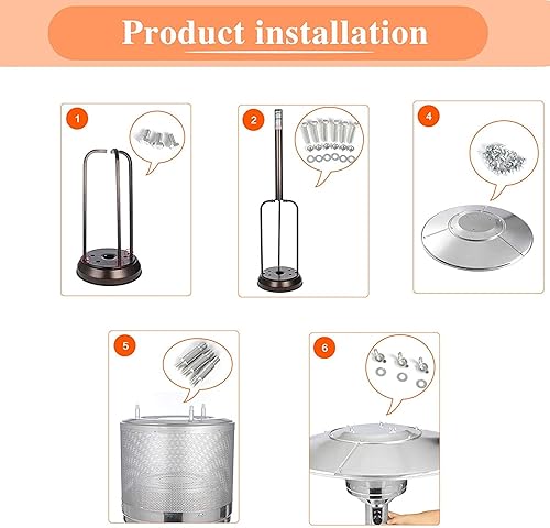 Miniatura 9 de Juego de pernos maestros de calentador de propano pirámide para exteriores, juego de accesorios de repuesto para calentador de patio de tubo de