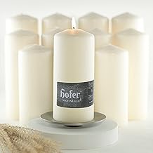 HOFER STUMPENKERZEN SET sortiert - Ø 68 x 150/180/210 mm – elfenbein, creme, champagner | besonders lange Brenndauer ca. 45/60/96 Std. | Laternenstumpen | Kerzen | Großpackung | 12er Kerzen Set