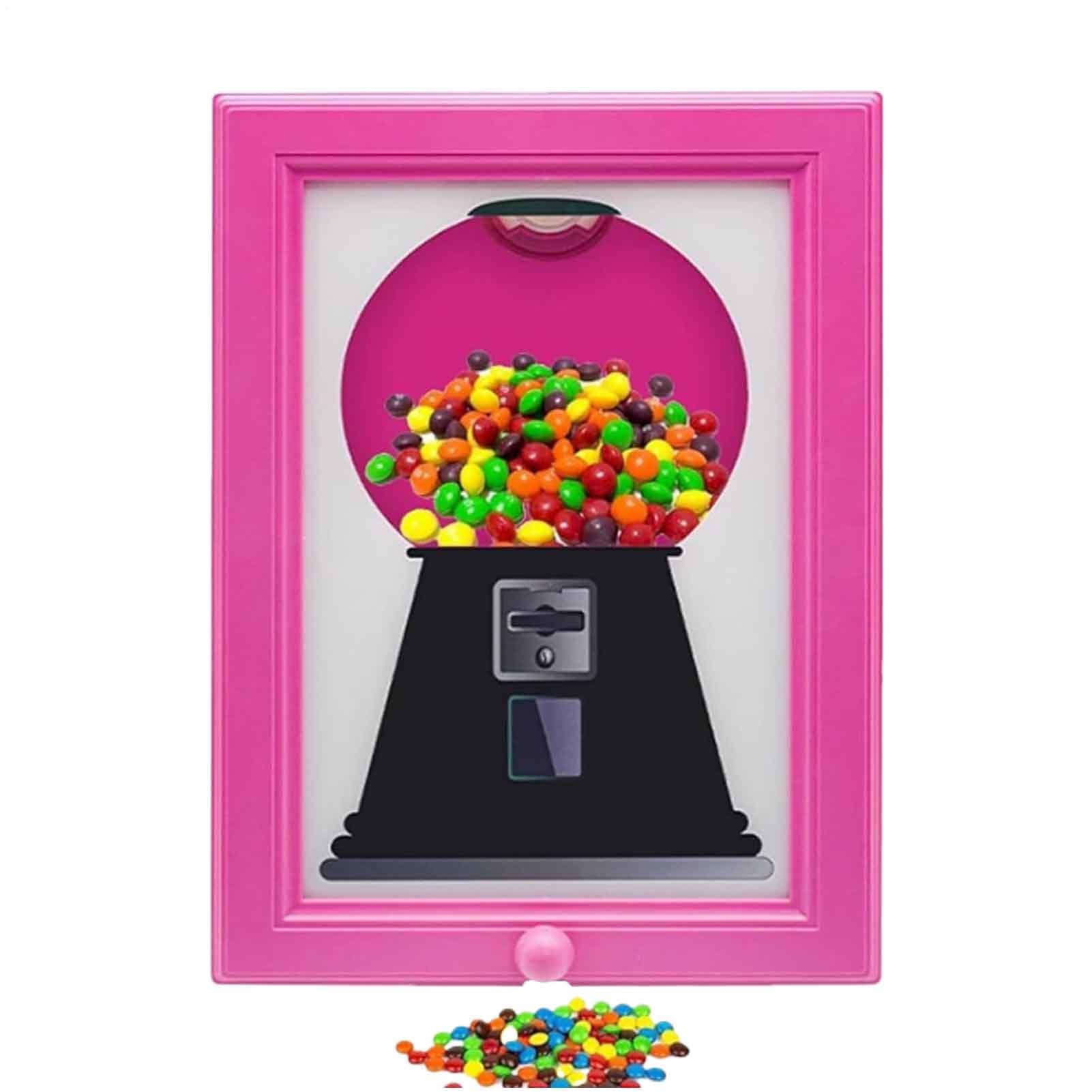 Ehoter Girls Pink Wall Mounted Gumball Machine Picture Frame Sweet Dispenser Gumball Machine In Frames Cute Hanging Candy Frame For Candies Nuts (Pink)