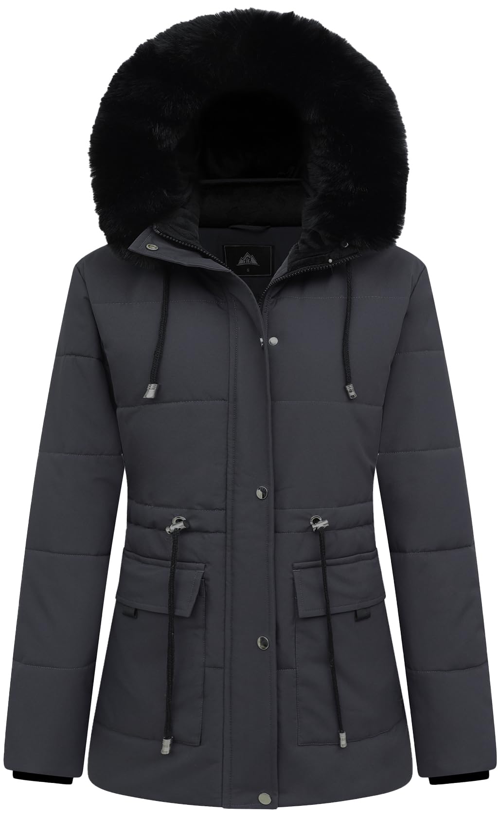 MOERDENGWomen's Warm Winter Puffer Coat Thicken Fleece Lined Down Jacket Faux Fur Detachable Hood Snow Parka