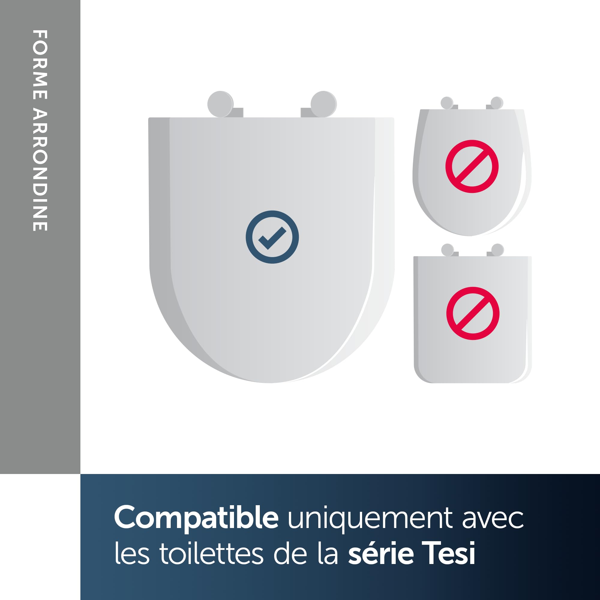 Ideal Standard Tesi Abattant WC, Forme en D, Siège de toilettes avec frein de chute et option de libération rapide, en duroplast robuste – Blanc (370x450x45 mm)