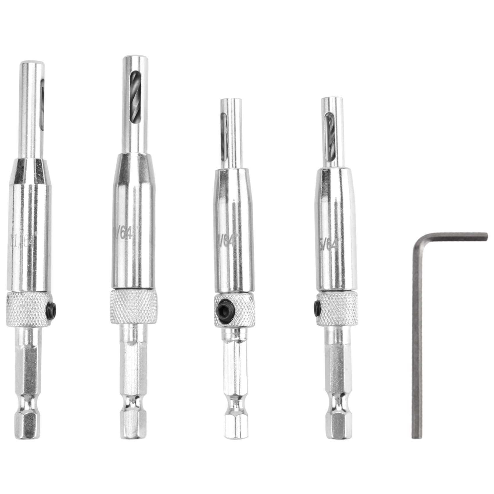 Littimoon Center Drill Bit Set 5 PCS Self Centering Hinge Core Drill Bit Set for Woodworking, Door Window Drill Bits
