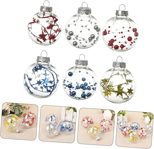 Miniatura 6 de Zerodeko 6 bolas de Navidad decorativas, inastillables, adornos de Navidad transparentes, adorno de bola rellenable, bola de árbol de Navidad, bola