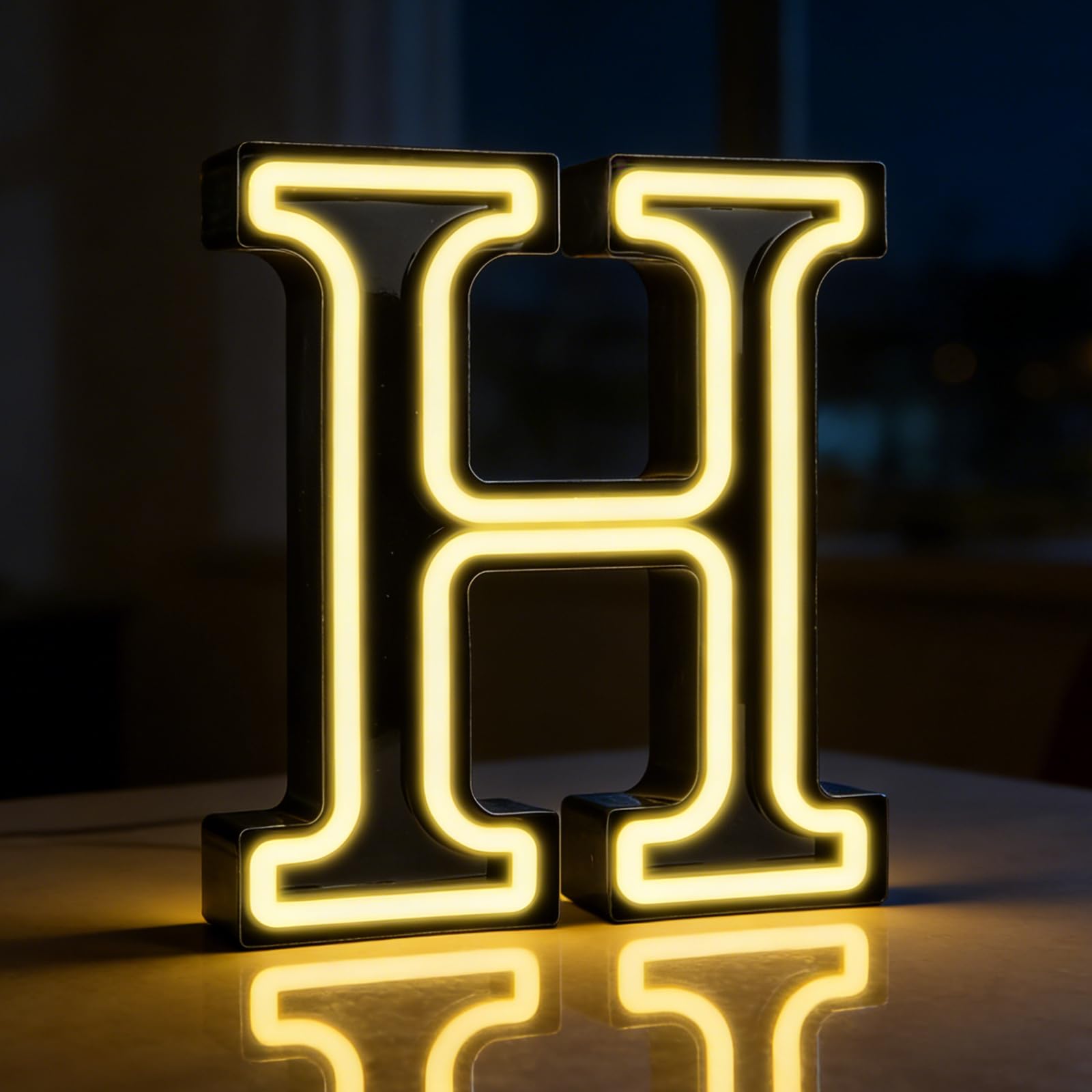 LED Letter Lights, Light Up Letters H, Alphabet Sign Gifts for Girls Women Party Birthday Decorations Valentine Wall Table Decor Battery Operated (H)