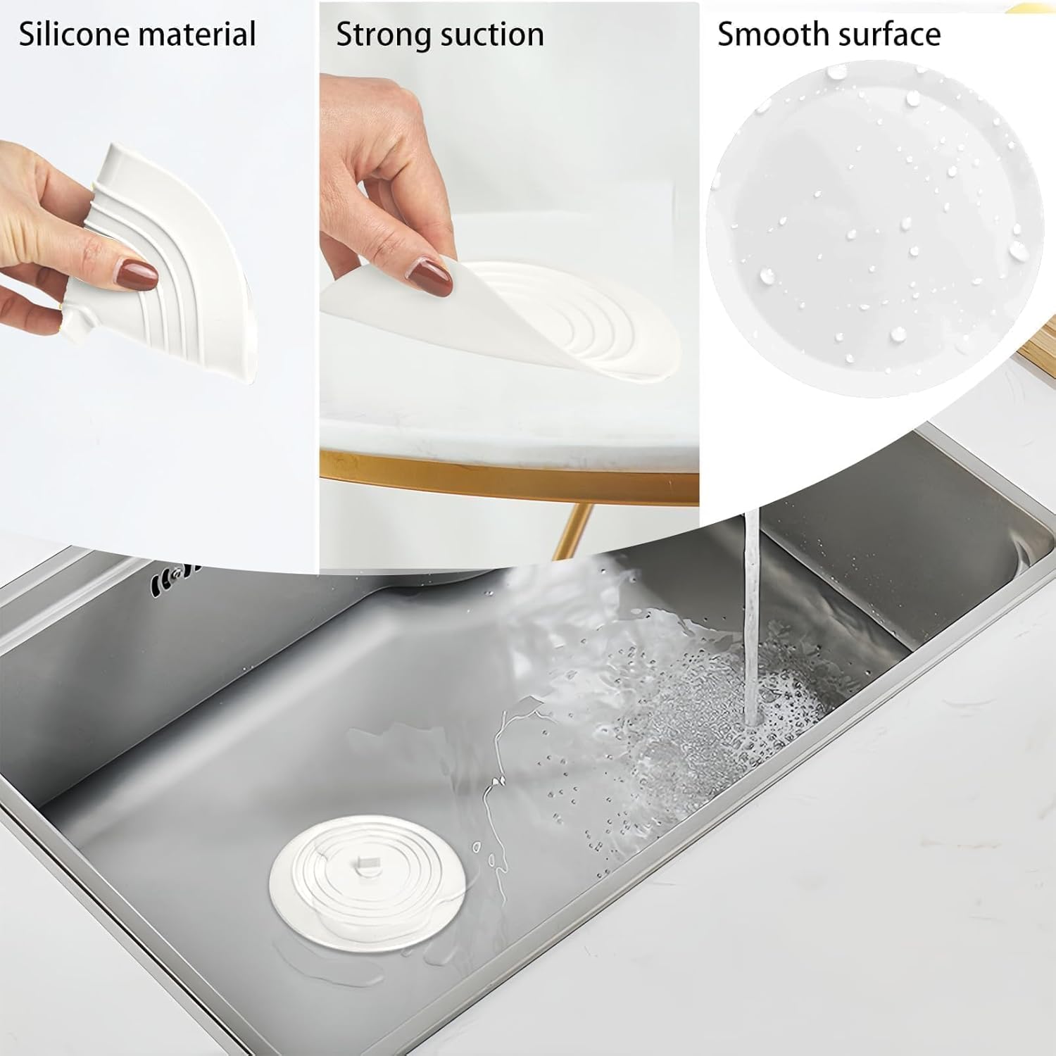 1 Pack 6" Large Silicone Drain Stopper, Universal Flat Suction Shower Bathtub Plug, Bathroom and Laundry Sink Cover, Durable and Waterproof Accessory (White)
