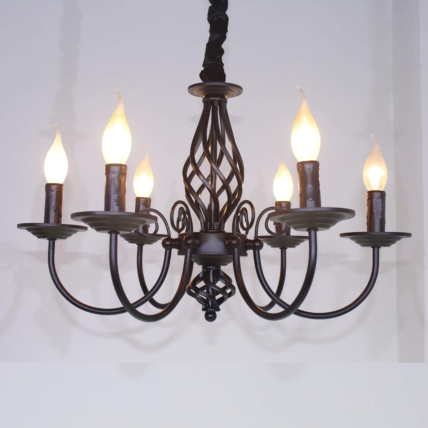 LightInTheBox Farmhouse Candle Chandelier Rustic Industrial Chandelier ...