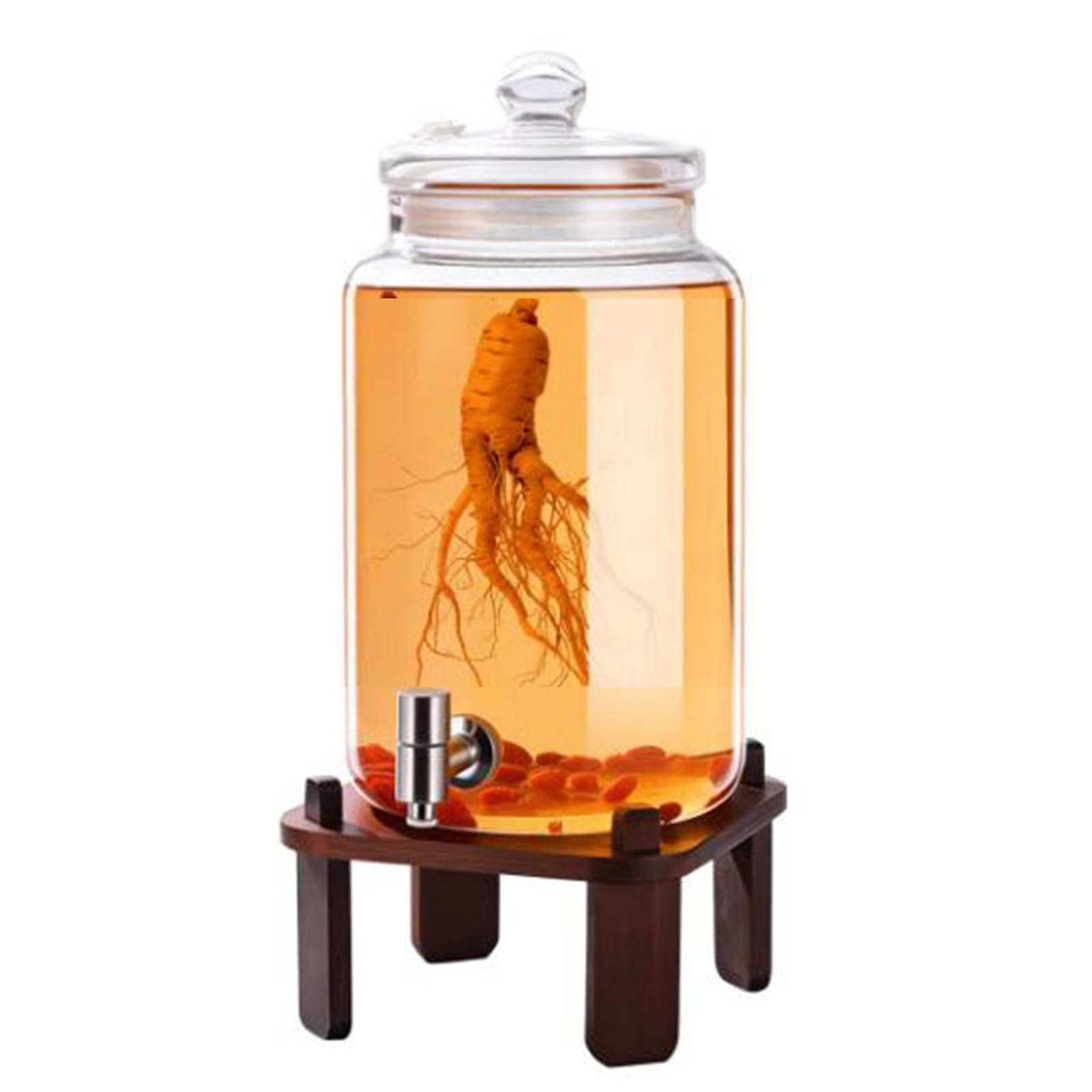 Distributeur de boissons en verre 2,5 L avec support en bois pour cocktails et jus