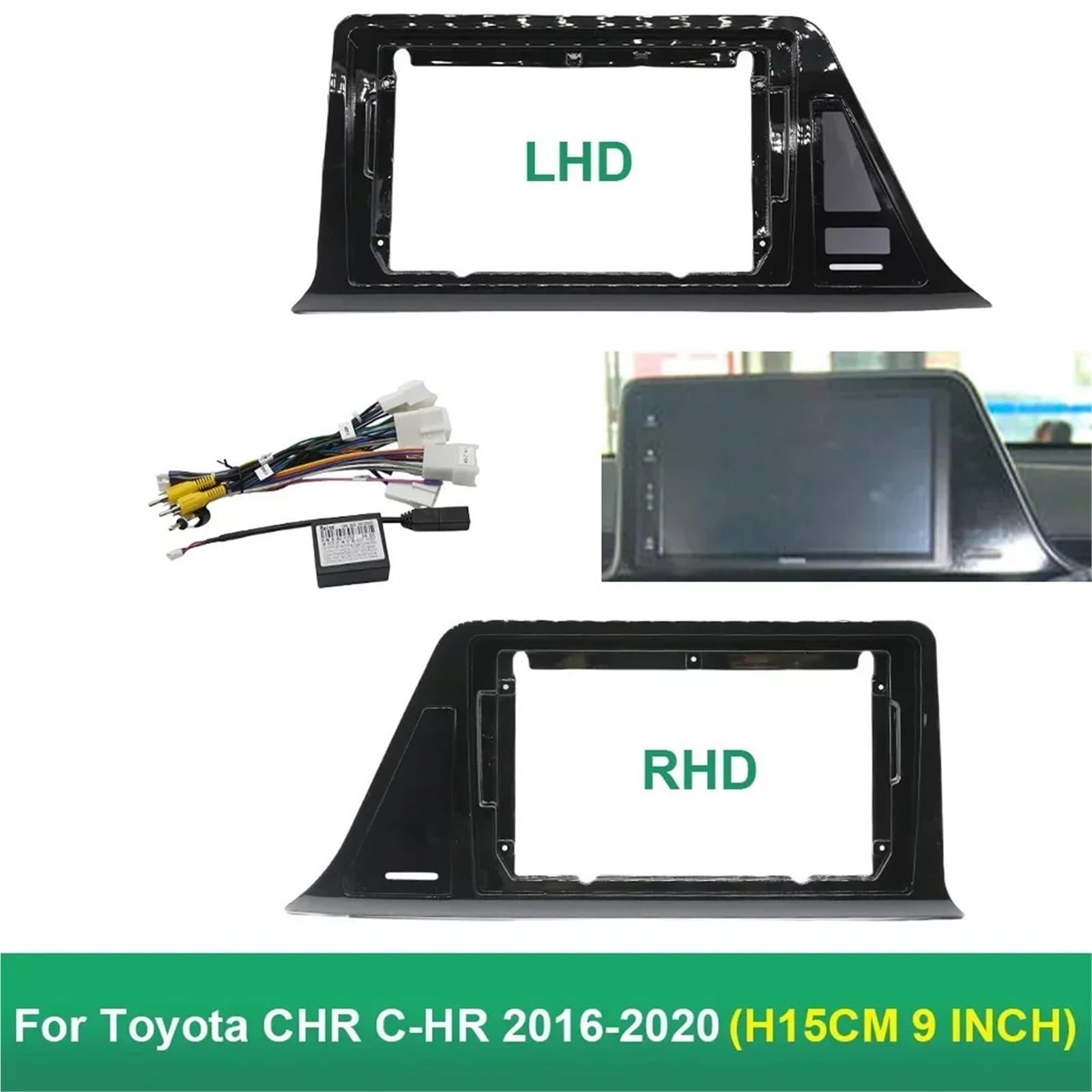 Façade Cadre de Radio Convient pour Toyota CHR 2016-2020 9 Pouces autoradio Fascias GPS MP5 Lecteur stéréo 2 Din Panneau d'unité Principale