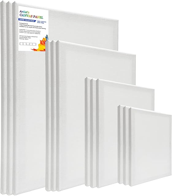 HOTOOLME 12 Pack Canvas for Painting Blank Canvases for Art Board Frame Panels Cotton Canvases for Acrylic Painting Oil Painting