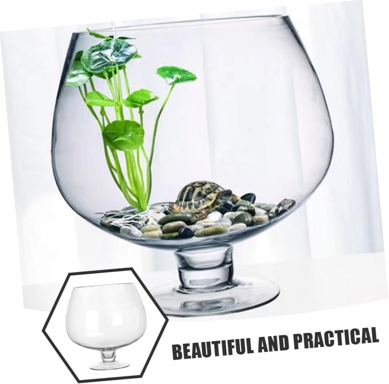 VICASKY Glass Desktop Goldfish Bowl Aquarium Tank 5000ml Betta Fish Tank Vase for Aquatic Plant Cultivation and Office Table Decor