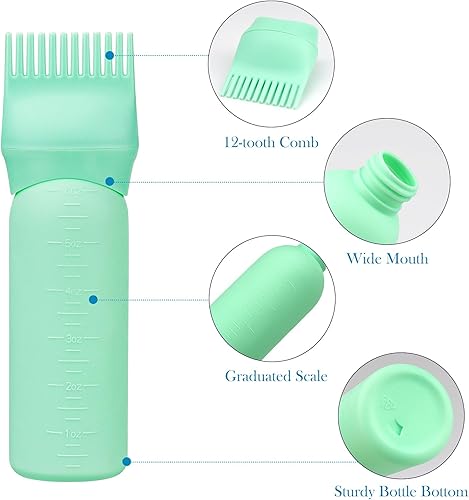 Miniatura 10 de Cosywell Botella aplicadora de peine de raíz de 6 onzas, cepillo aplicador de tinte para el cabello, paquete de 3 unidades para peine de raíces de
