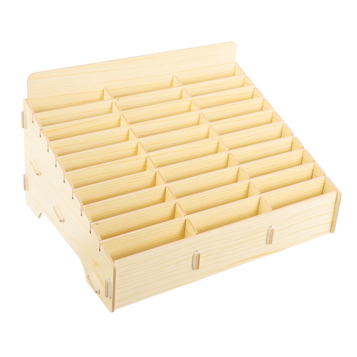 SHINEOFI Organizador de Escritorio de Madera Alta Capacidad de Carga 30 Compartimentos para Almacenamiento y Organización y Diseño Rústico en Sala de Estar o Oficina