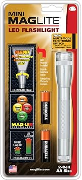 Maglite Mini LED 2-Cell AA Flashlight with Holster, Silver
