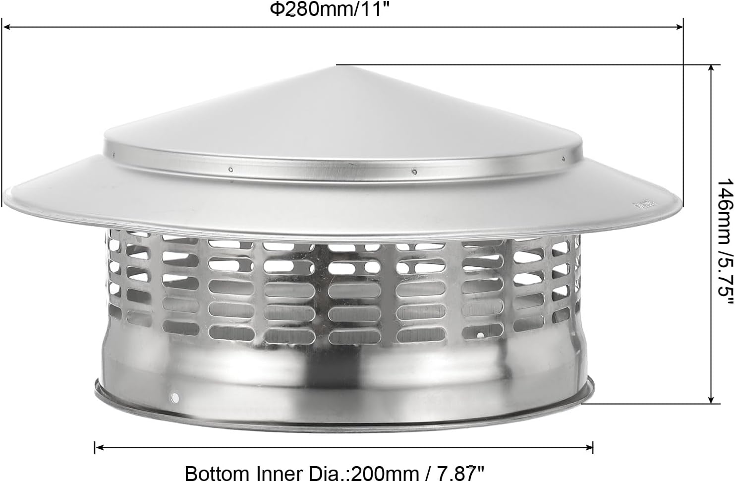 PATIKIL 8" Chimney Cap, 304 Stainless Steel Round Chimney Cover Cap Hood Screen Roof Vent with Screws for Fireplace Exhaust Exterior Stove Pipe