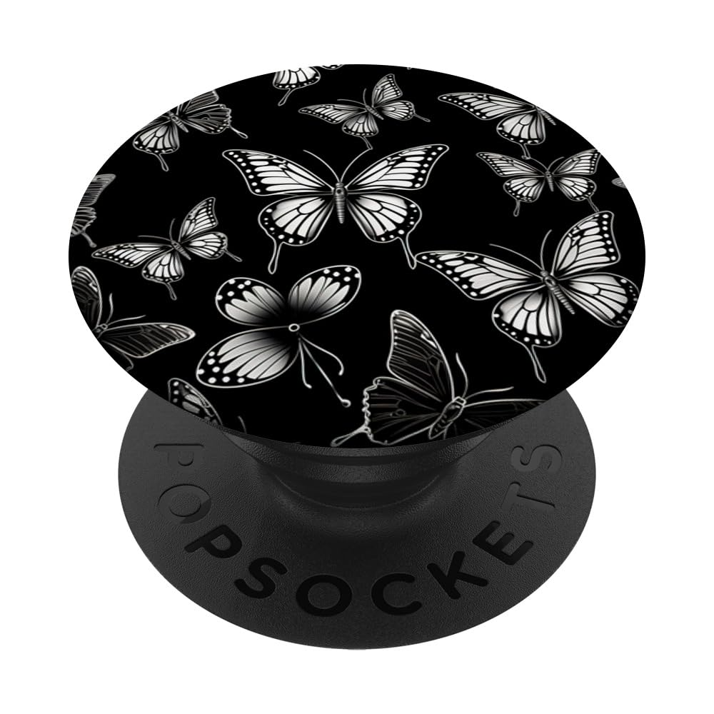 PopSockets PopGrip Adhésif Papillon Fleurs Boho Noir - Support Téléphone Interchangeable
